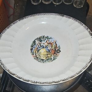 Elegant White Decorative Plate with Classic Scene